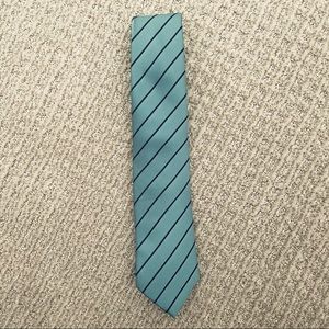 Men’s Puccini, 100% Microfiber, hand sewn, tie Teal blue w/ navy diagonal stripe